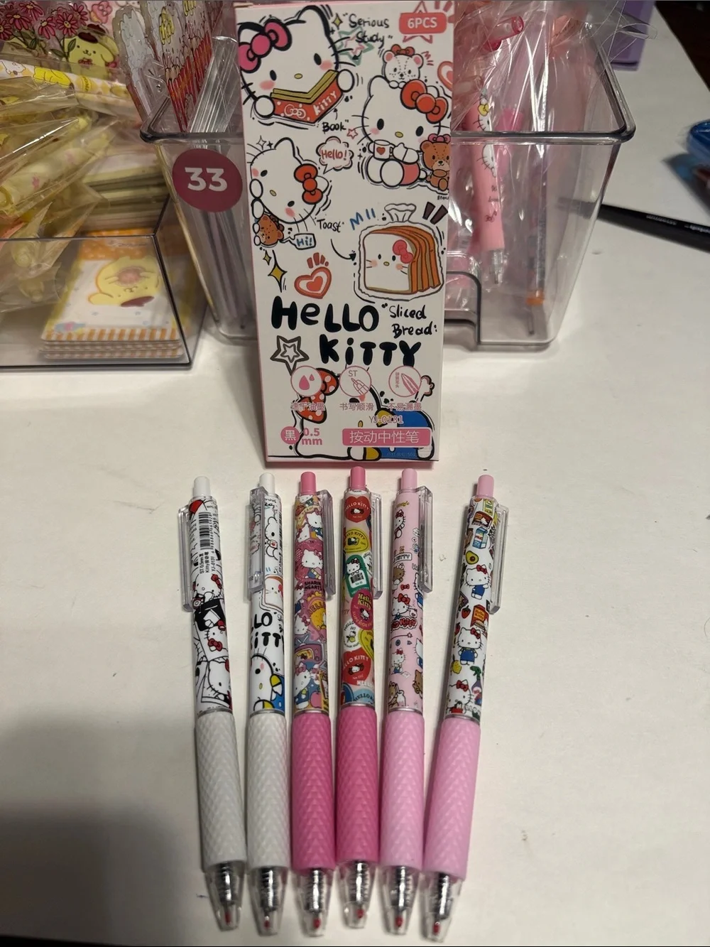hello kitty six pack boxed 0.5 mm gel pen set black